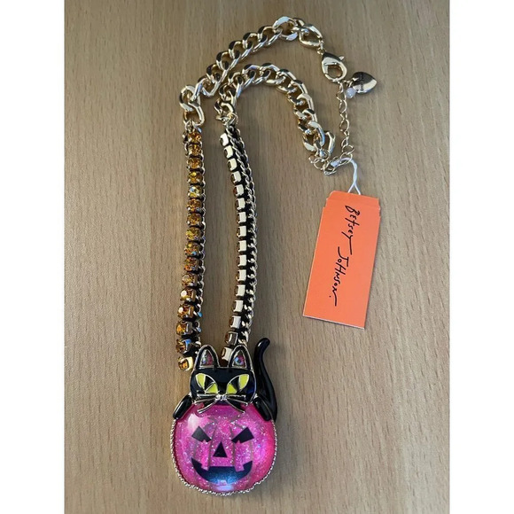 NWT Betsey Johnson Pink Pumpkin Necklace - Picture 7 of 9